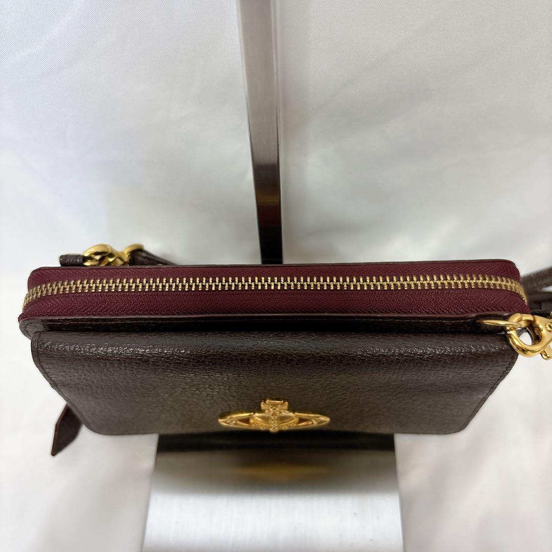 ヴィヴィアンウエストウッド ショルダーウォレット オーブ ブラウン レザー