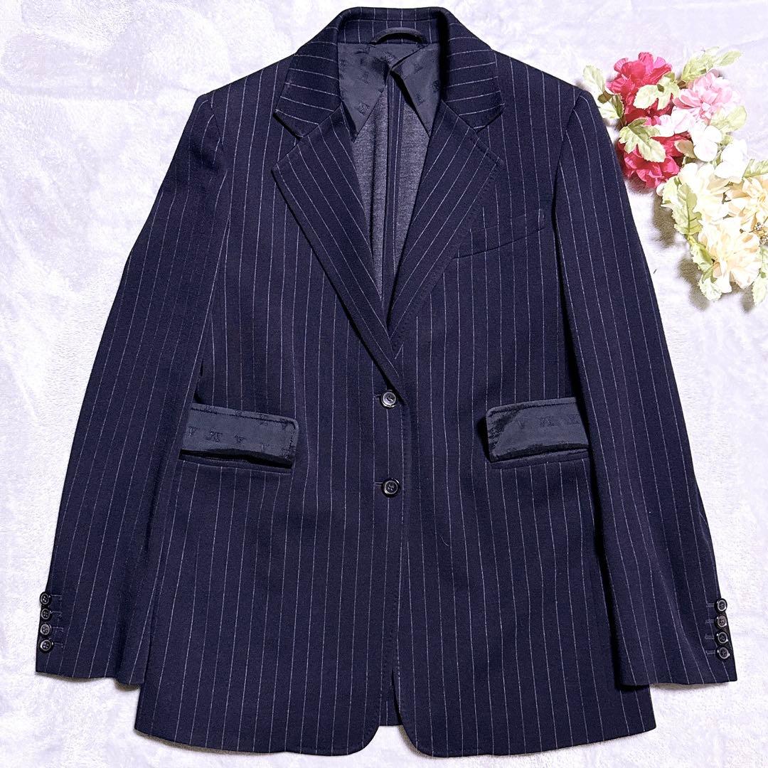 2XL【未使用】Max Mara テーラードジャケット モノグラム ストライプ