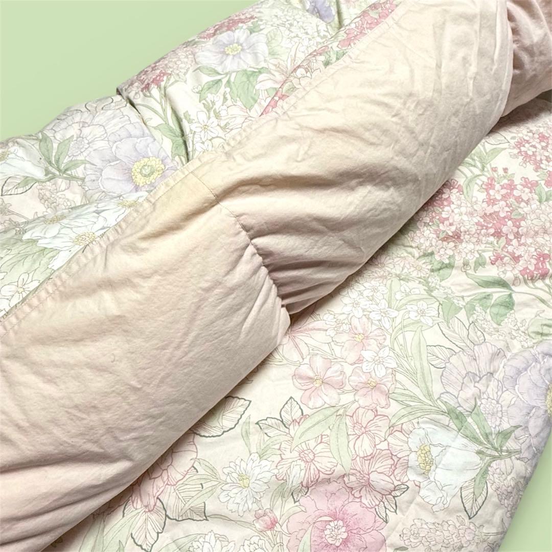 西川　シングル　冬用羽毛布団 花柄 150x210cm