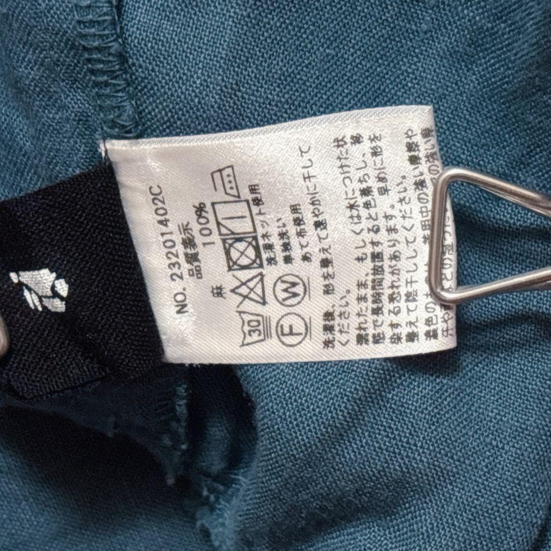 最終値下げ石見銀山群言堂グンゲンドウ リネンパンツ林檎 麻100%七分丈 ブルー