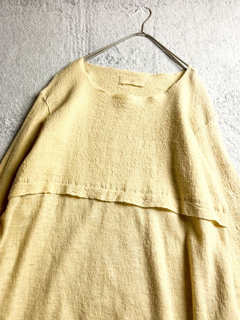 【45R】45rpm 毛100% ウール縮絨ニットロングワンピース イエロー 0