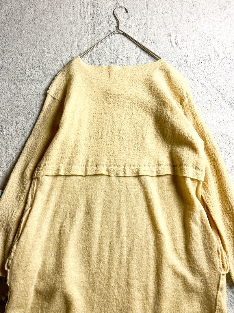 【45R】45rpm 毛100% ウール縮絨ニットロングワンピース イエロー 0