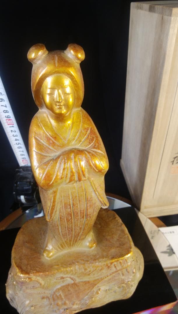 正月縁起/日本の乙女・天平美人★富永直樹ブロンズ彫刻像【吉祥】干支/金彩色天女③