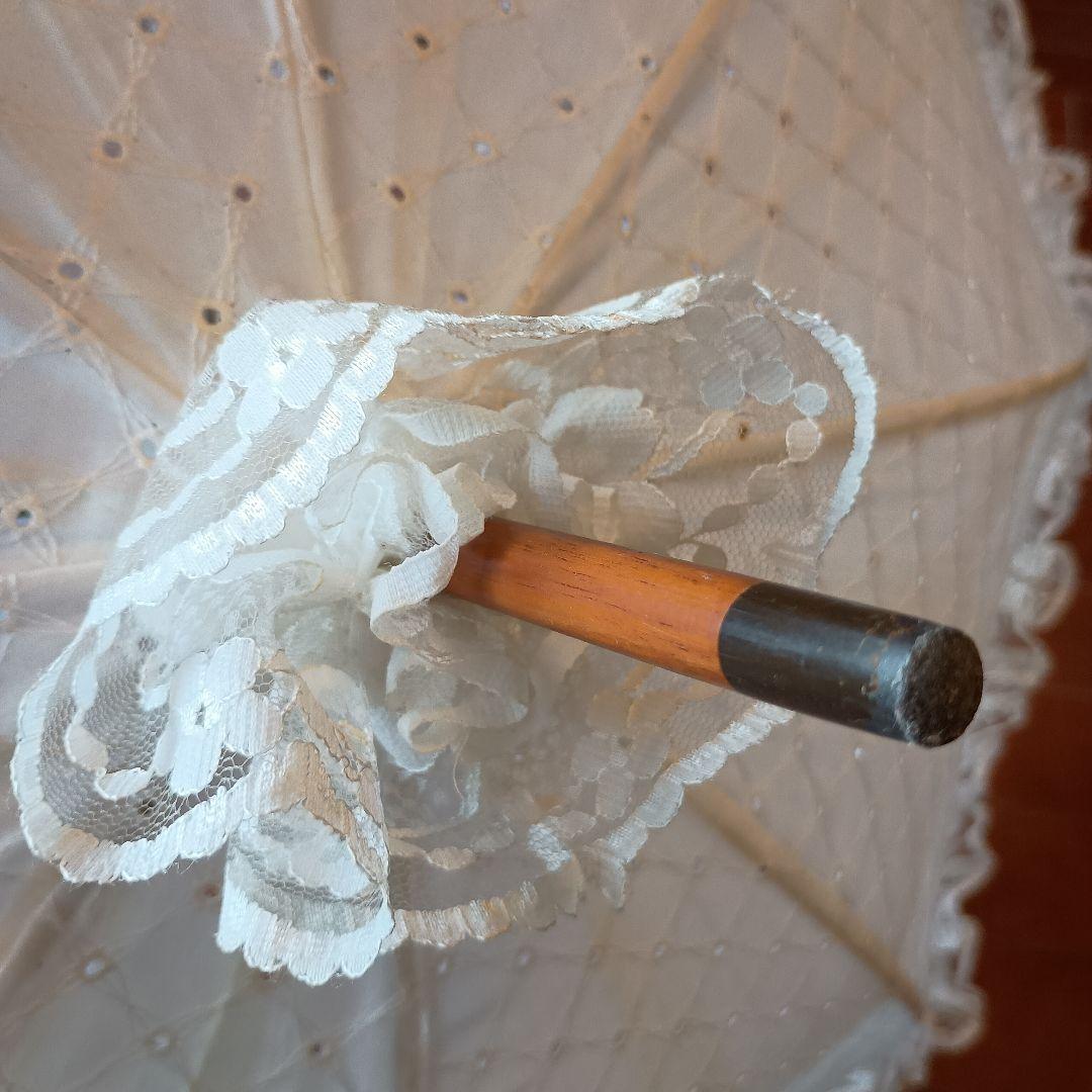 レース付きホワイト傘 八角形　ヴィクトリアンメイデン