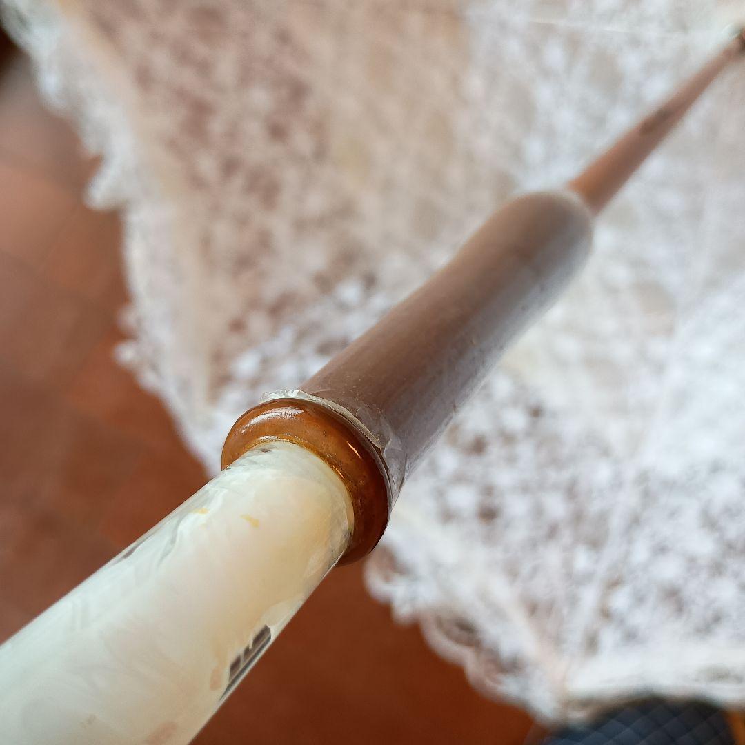 レース付きホワイト傘 八角形　ヴィクトリアンメイデン