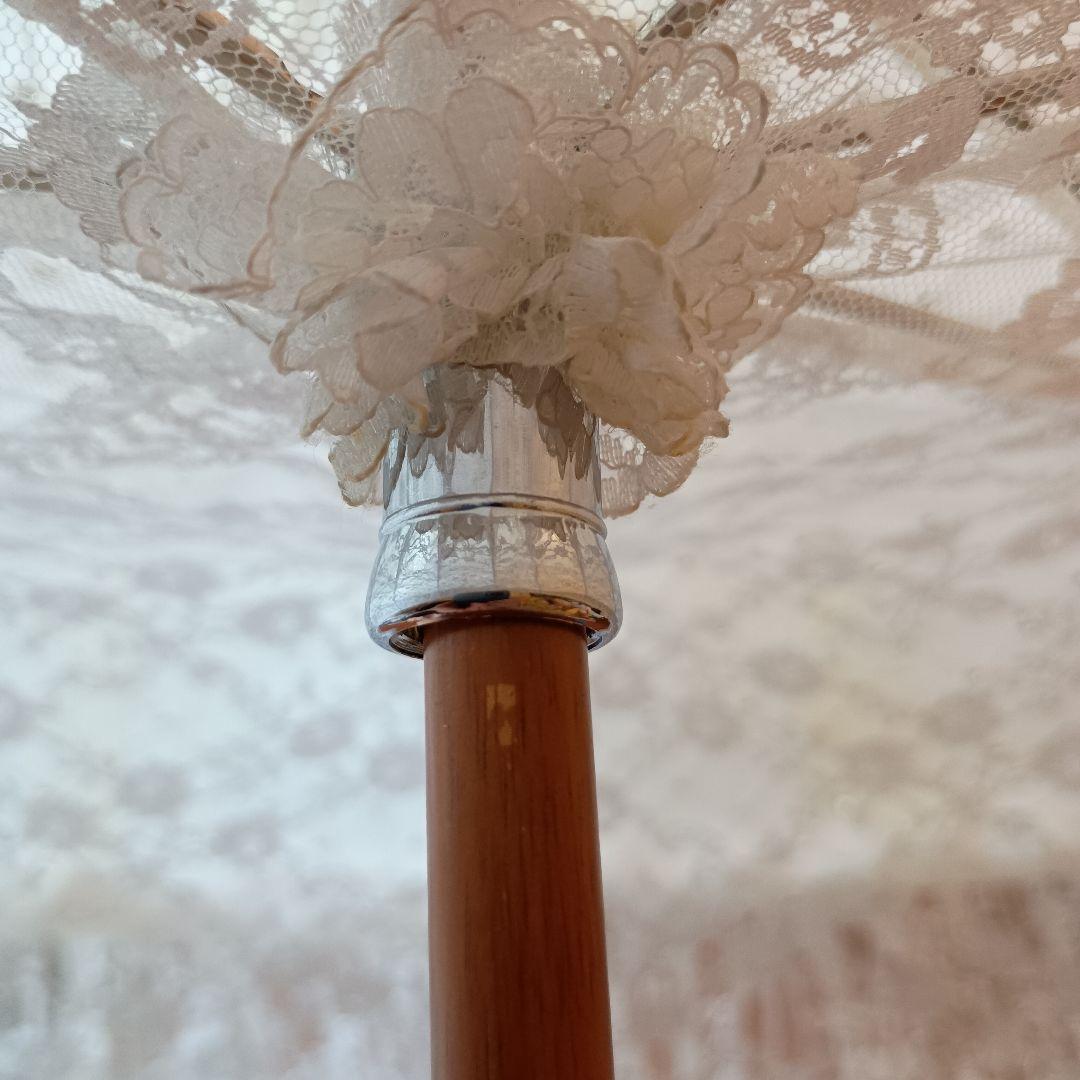 レース付きホワイト傘 八角形　ヴィクトリアンメイデン