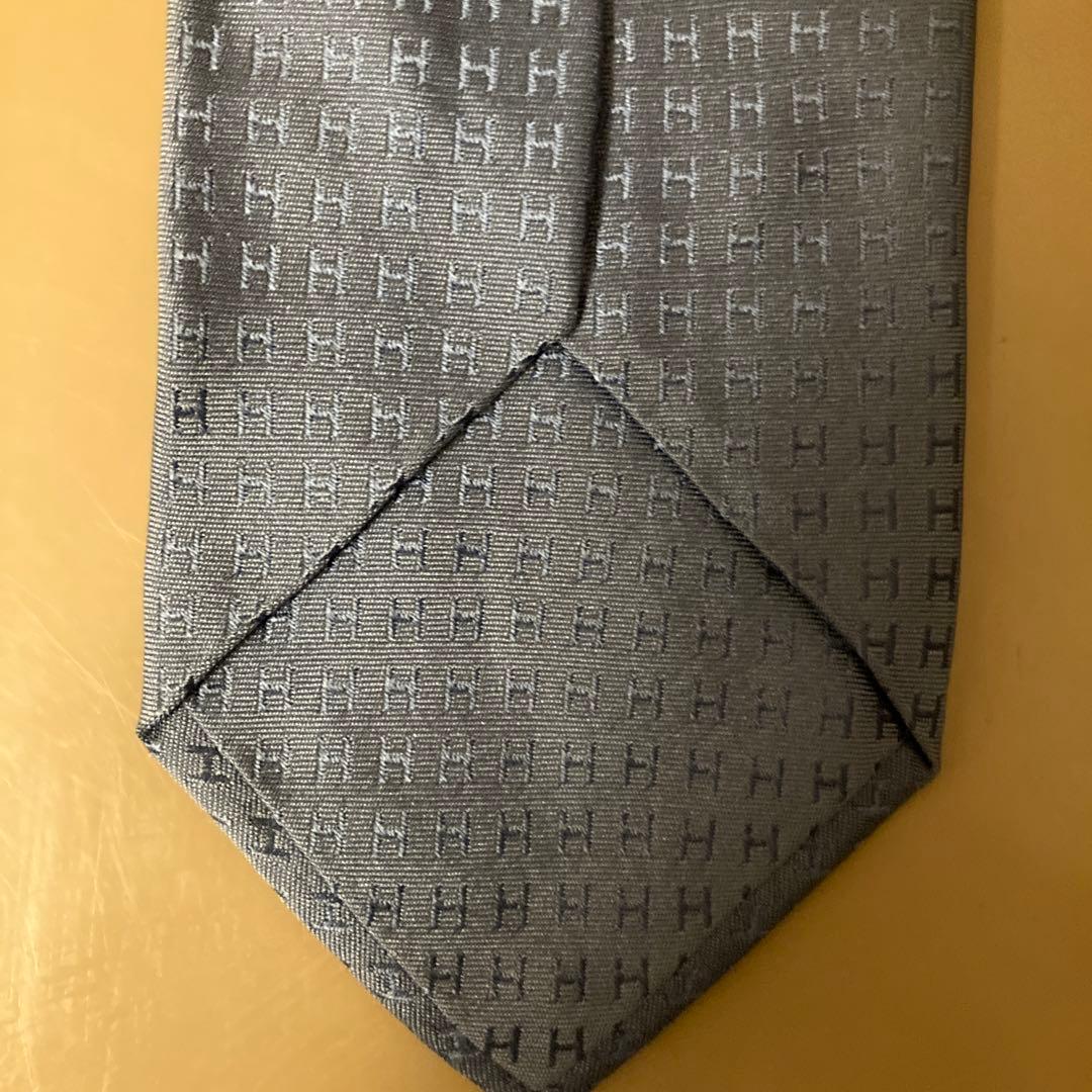 HERMES シルク ネクタイ 青