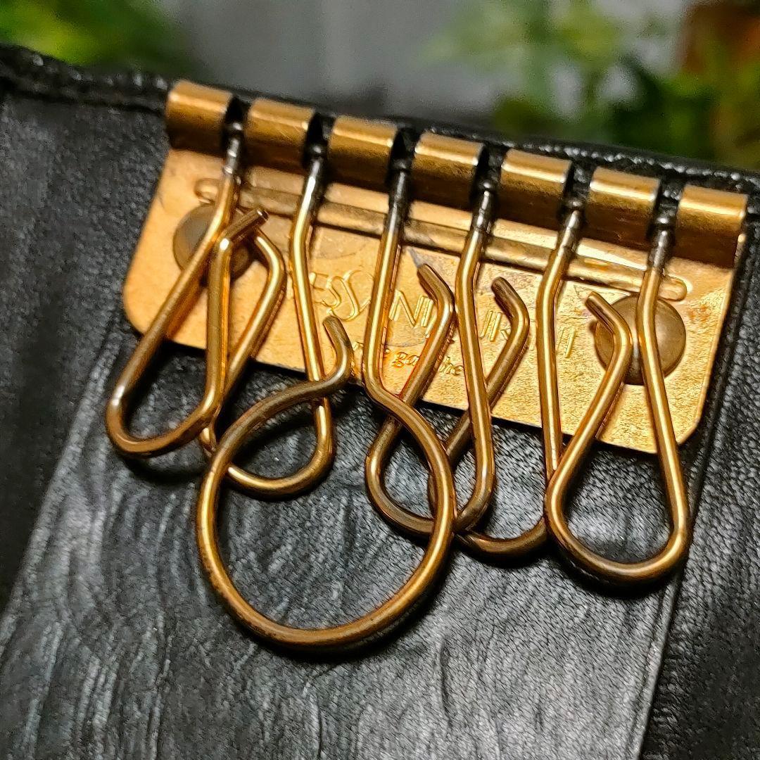 名品✨ イブサンローラン キーケース ブラック レザー 手紙 鍵入れ 黒 革