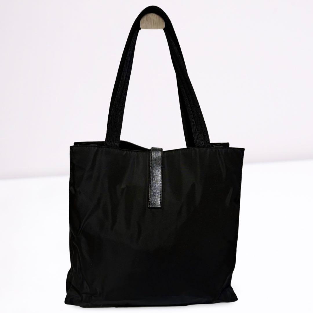 【正規品】プラダ PRADA トートバッグ 刻印ロゴ ナイロン レザー ブラック