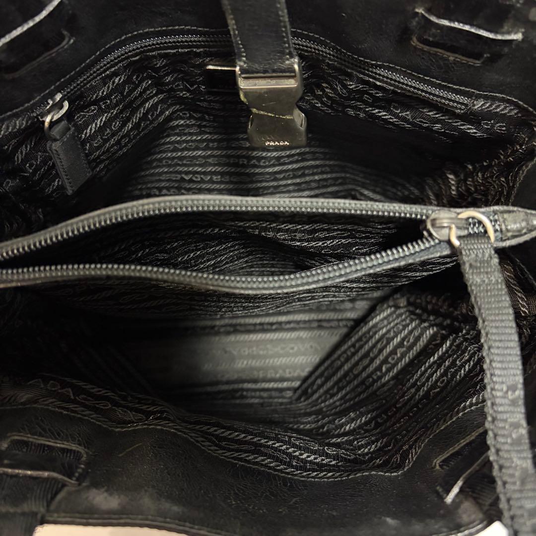 【正規品】プラダ PRADA トートバッグ 刻印ロゴ ナイロン レザー ブラック