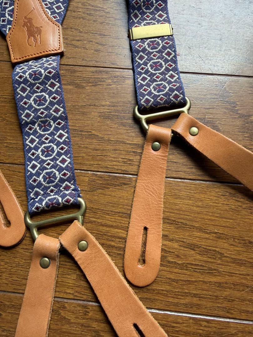 ポロラルフローレン サスペンダー 総柄 ラビットイヤー 真鍮金具
