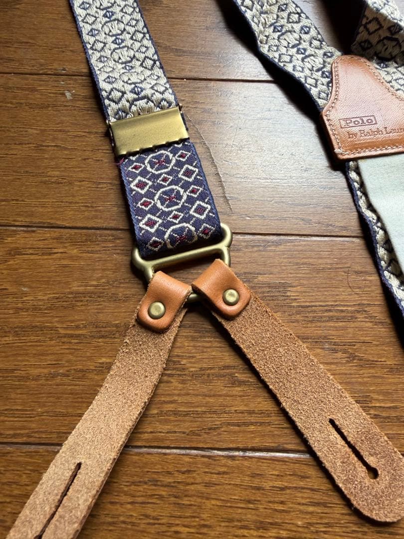 ポロラルフローレン サスペンダー 総柄 ラビットイヤー 真鍮金具