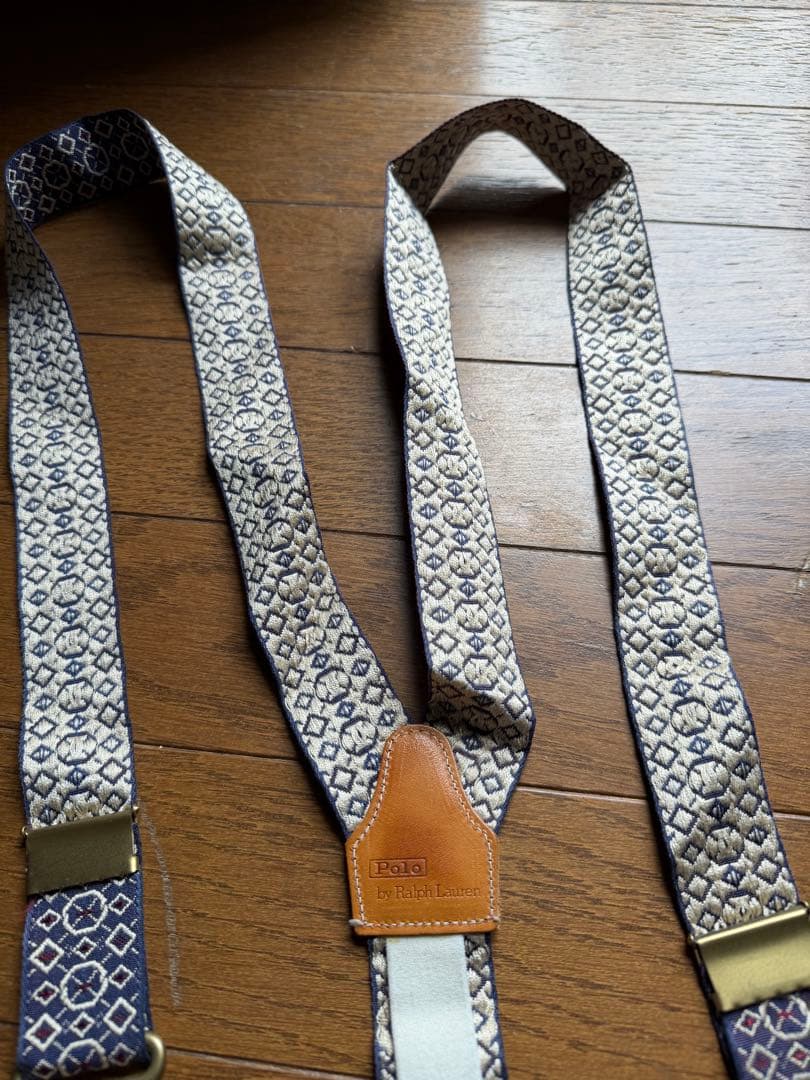 ポロラルフローレン サスペンダー 総柄 ラビットイヤー 真鍮金具