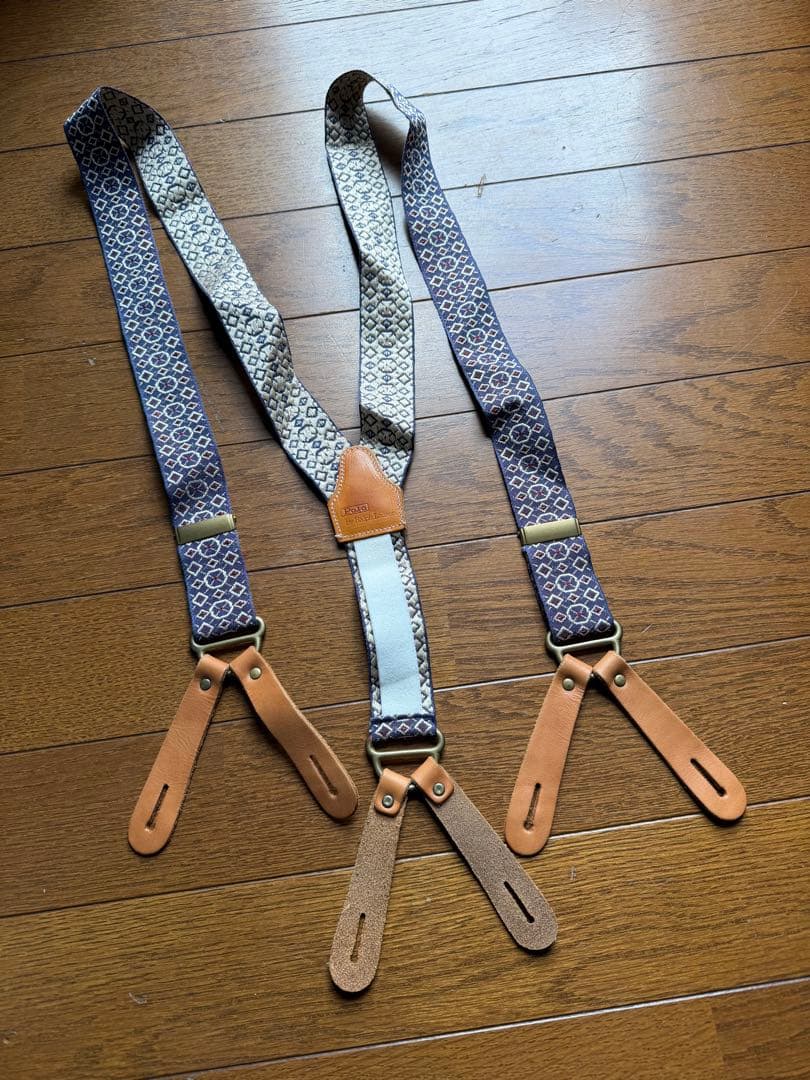 ポロラルフローレン サスペンダー 総柄 ラビットイヤー 真鍮金具