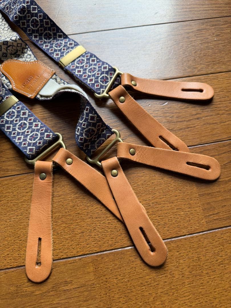 ポロラルフローレン サスペンダー 総柄 ラビットイヤー 真鍮金具