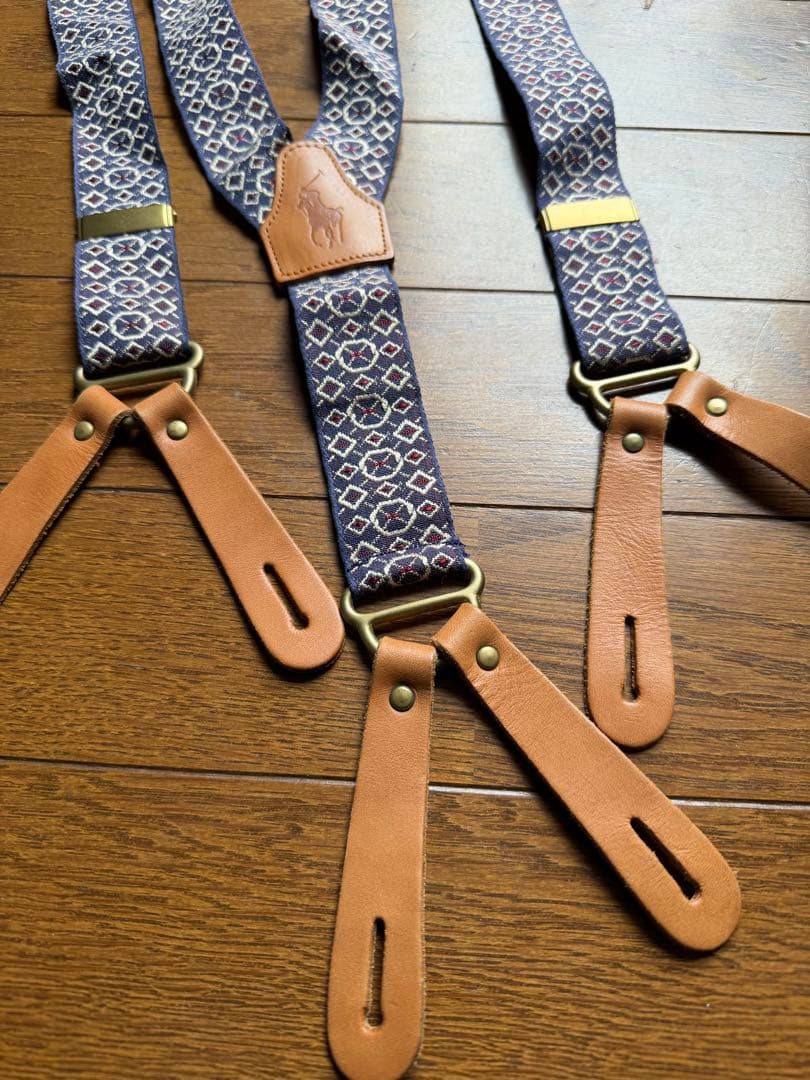 ポロラルフローレン サスペンダー 総柄 ラビットイヤー 真鍮金具