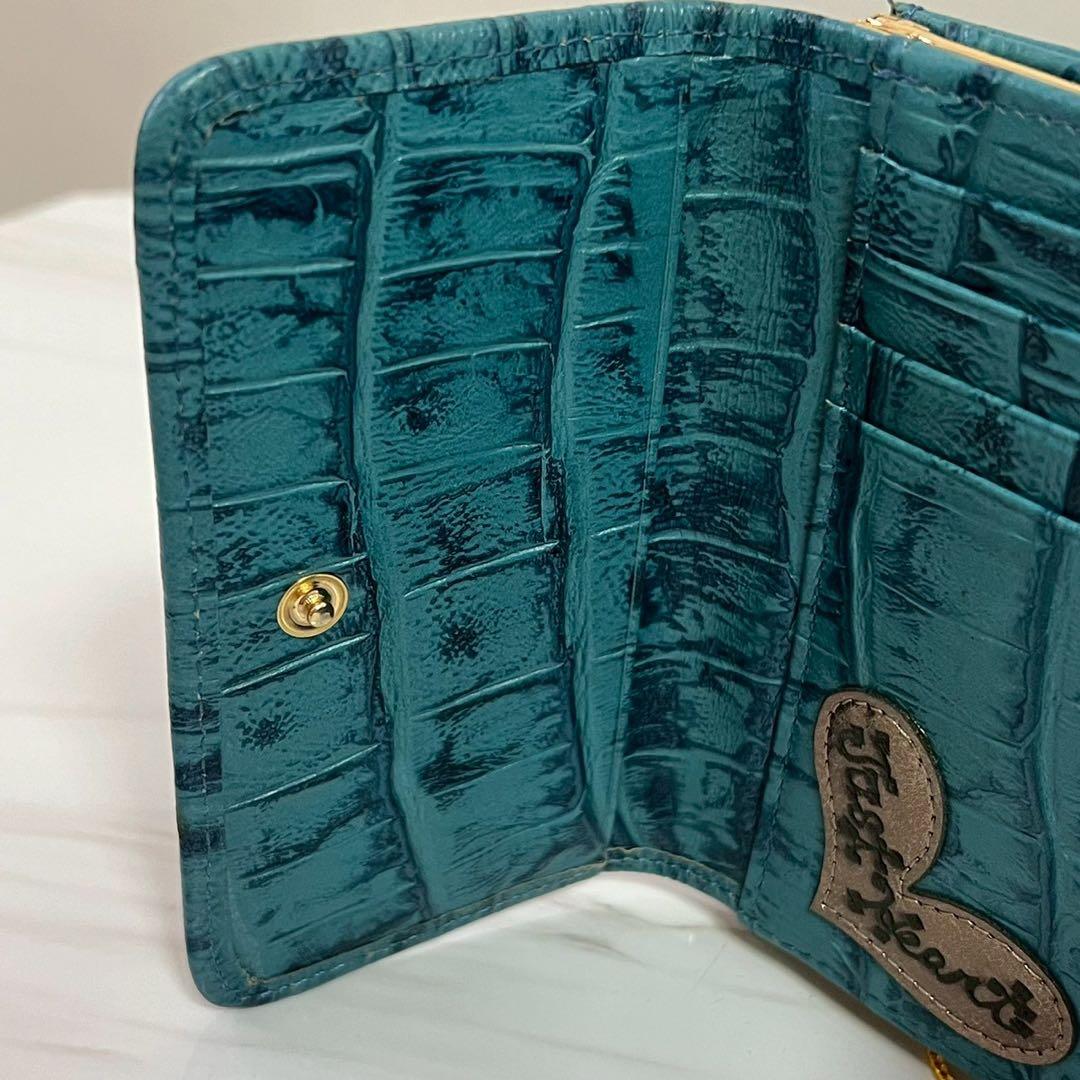 タグ付未使用 シンクビー ジャストハート スパンコール レザー　がま口 財布