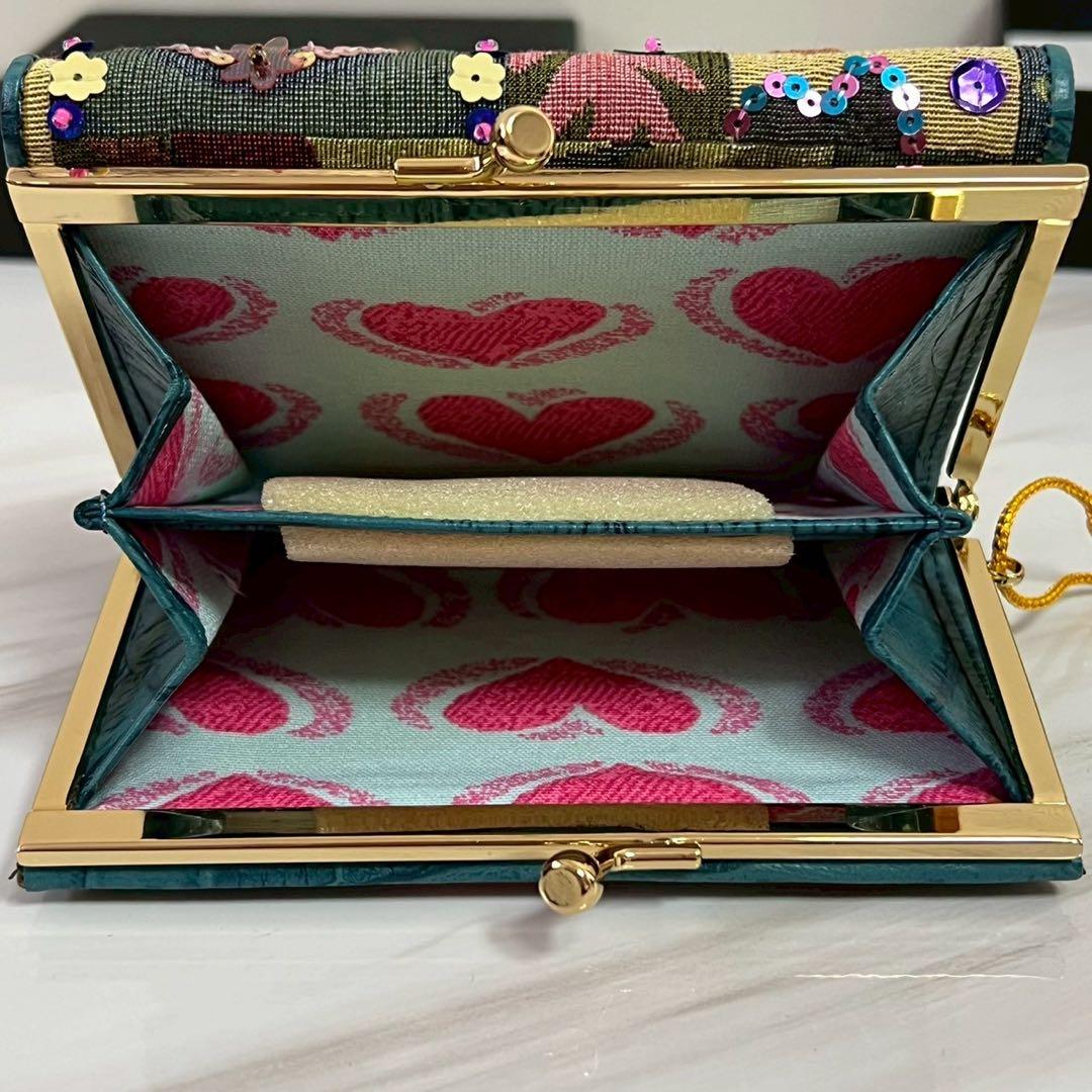 タグ付未使用 シンクビー ジャストハート スパンコール レザー　がま口 財布