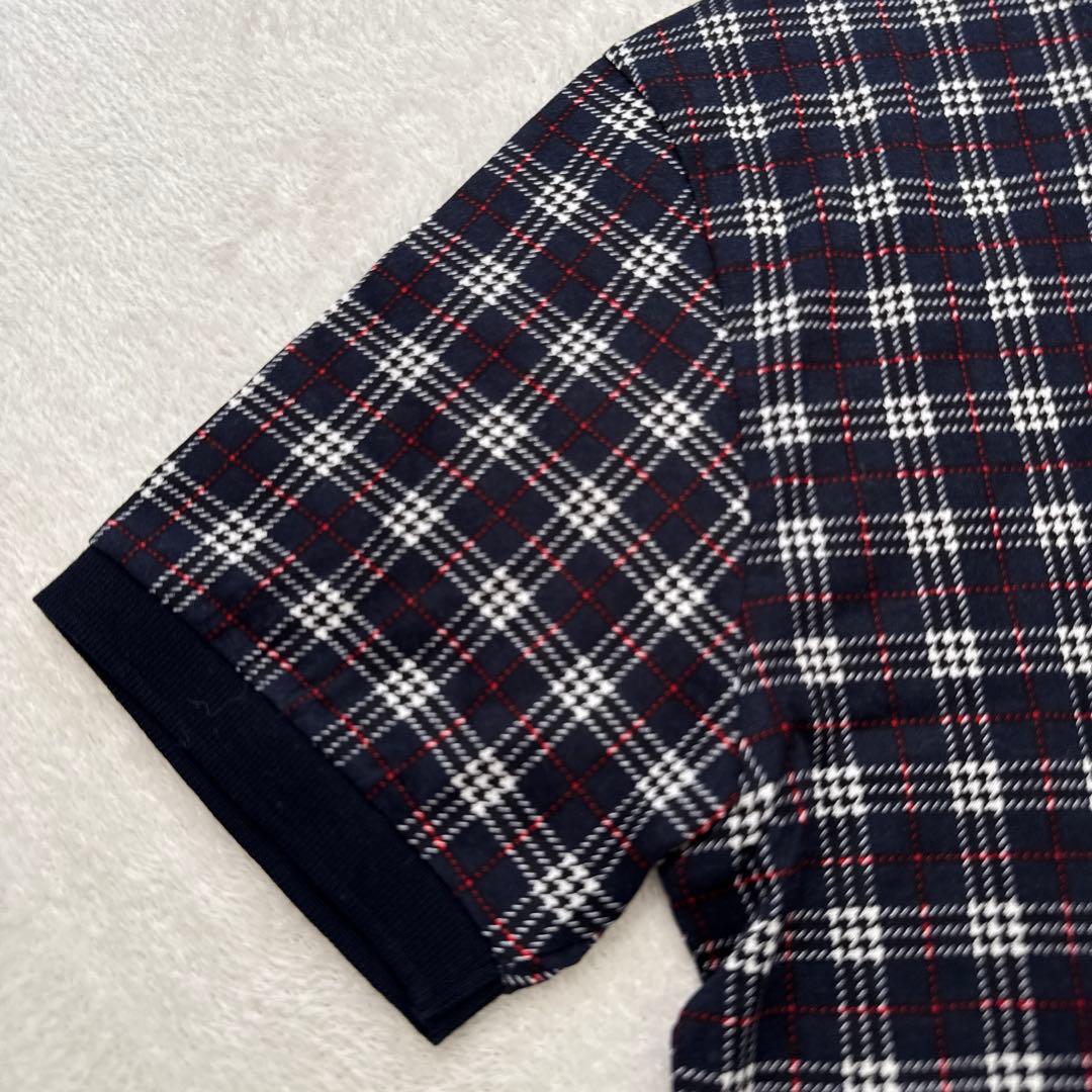 新品未使用 バーバリーズ ポロシャツ 金ボタン ノバチェック ネイビー 収縮性