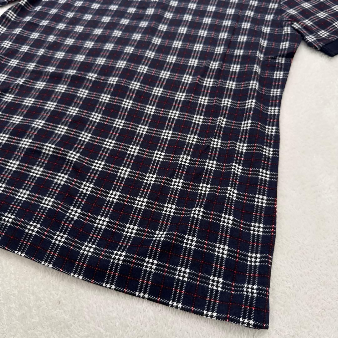 新品未使用 バーバリーズ ポロシャツ 金ボタン ノバチェック ネイビー 収縮性