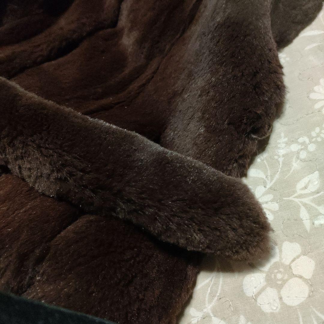 リアルファーフリルデザイン 毛皮コート ダークブラウン