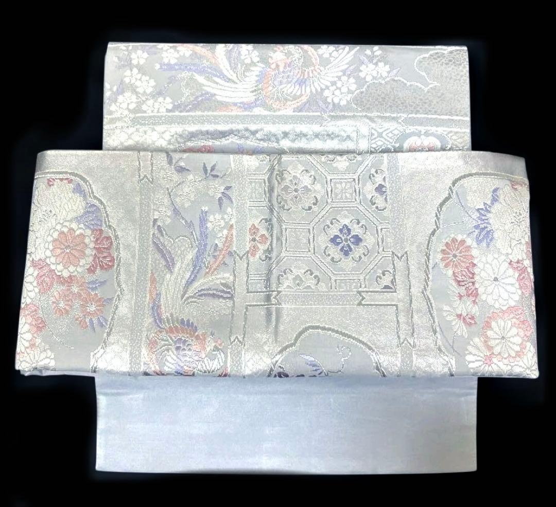 袋帯　ワンタッチ作り帯　マジックテープ　二重太鼓　付け帯【天井鳳凰吉祥華紋】