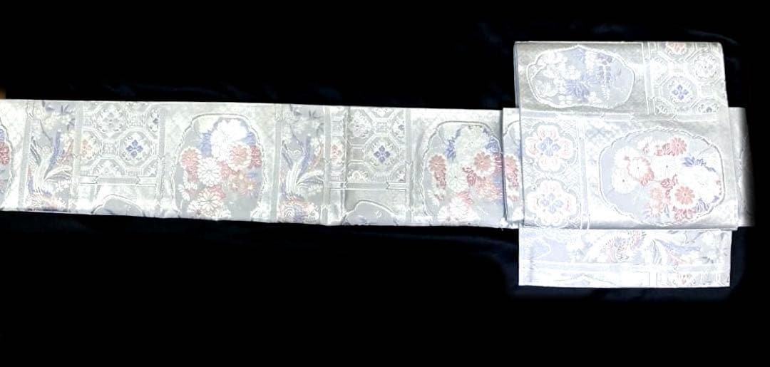 袋帯　ワンタッチ作り帯　マジックテープ　二重太鼓　付け帯【天井鳳凰吉祥華紋】