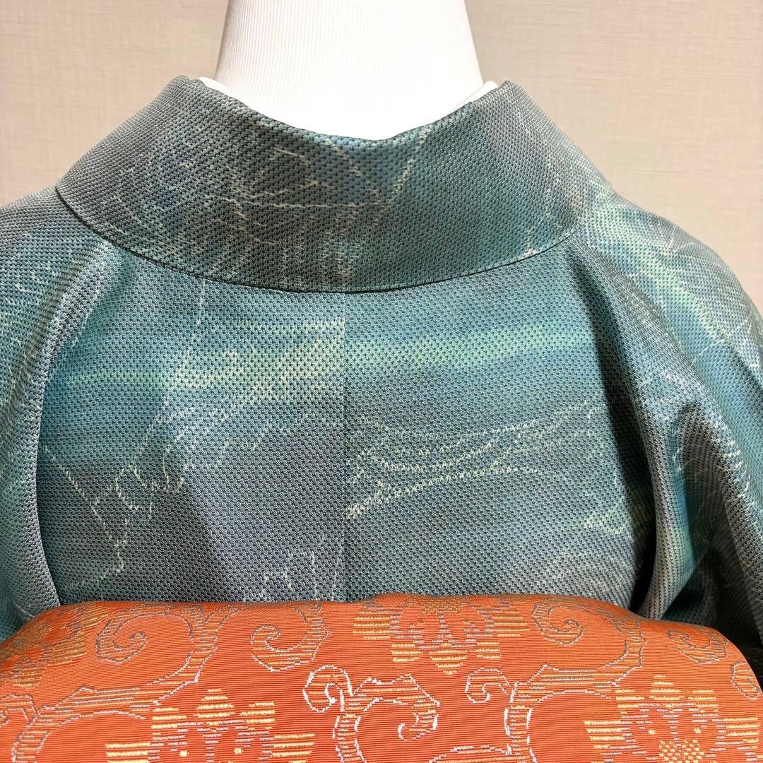 未使用近い　美品　袷　正絹　大島紬系　紬　小紋　フルセット