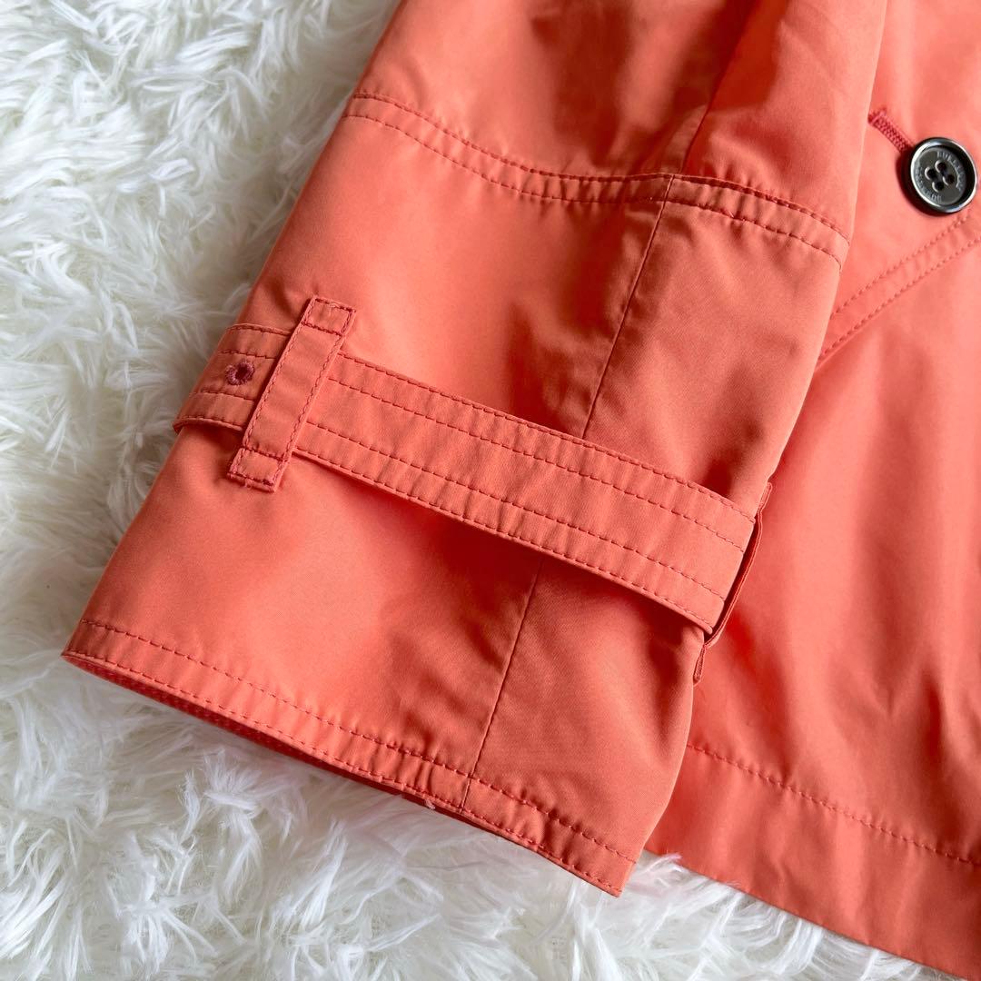極美品　バーバリー　撥水加工　オレンジ　多機能ハーフコート　ベルト　フード