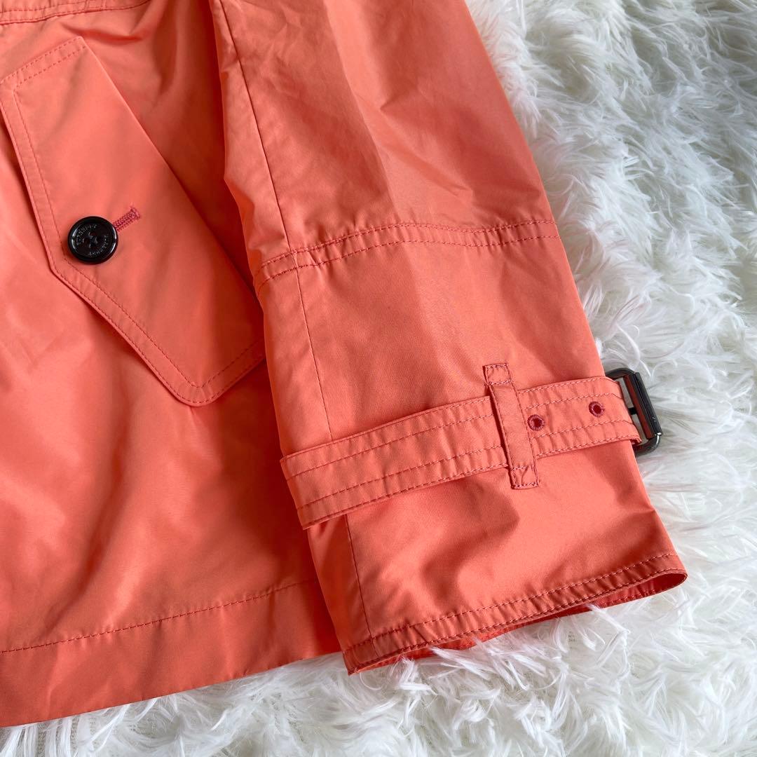 極美品　バーバリー　撥水加工　オレンジ　多機能ハーフコート　ベルト　フード
