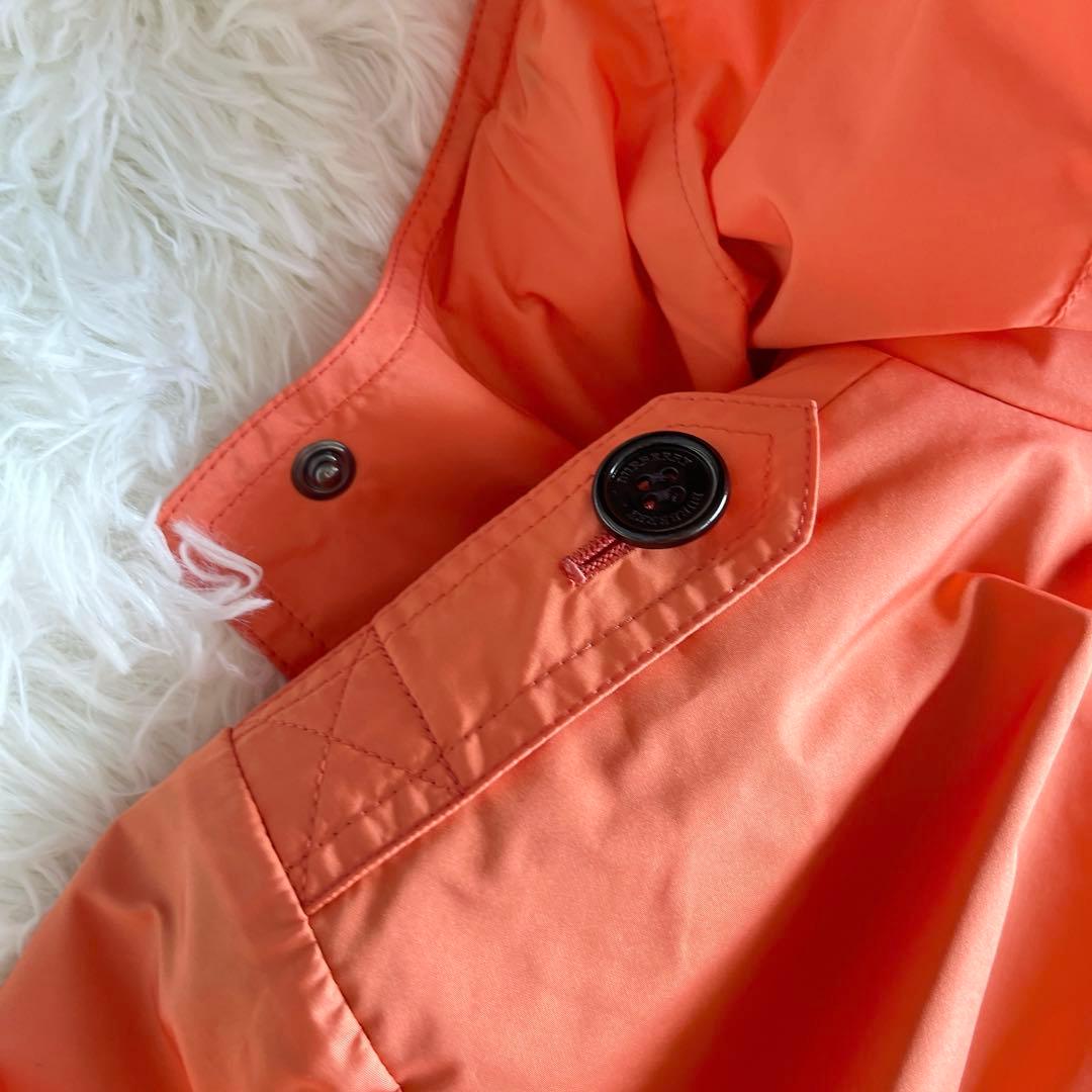 極美品　バーバリー　撥水加工　オレンジ　多機能ハーフコート　ベルト　フード