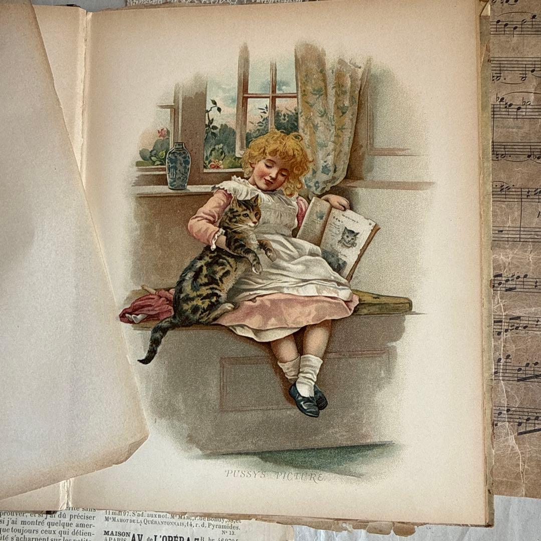 稀少1887年アンティーク美しいヴィクトリアン絵本　洋書ジャンクジャーナル古書