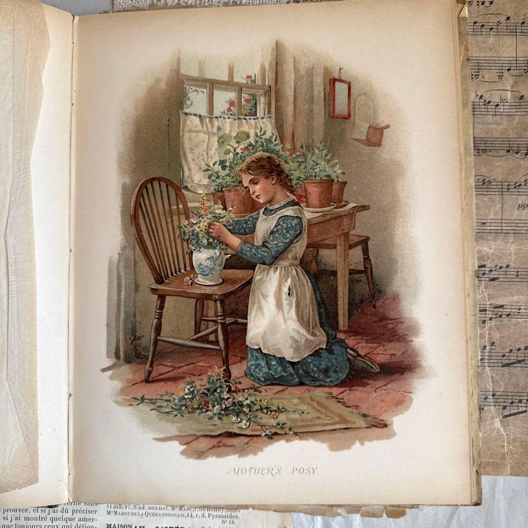 稀少1887年アンティーク美しいヴィクトリアン絵本　洋書ジャンクジャーナル古書