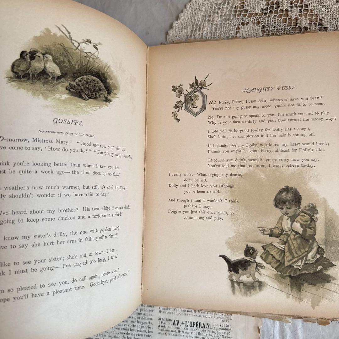 稀少1887年アンティーク美しいヴィクトリアン絵本　洋書ジャンクジャーナル古書