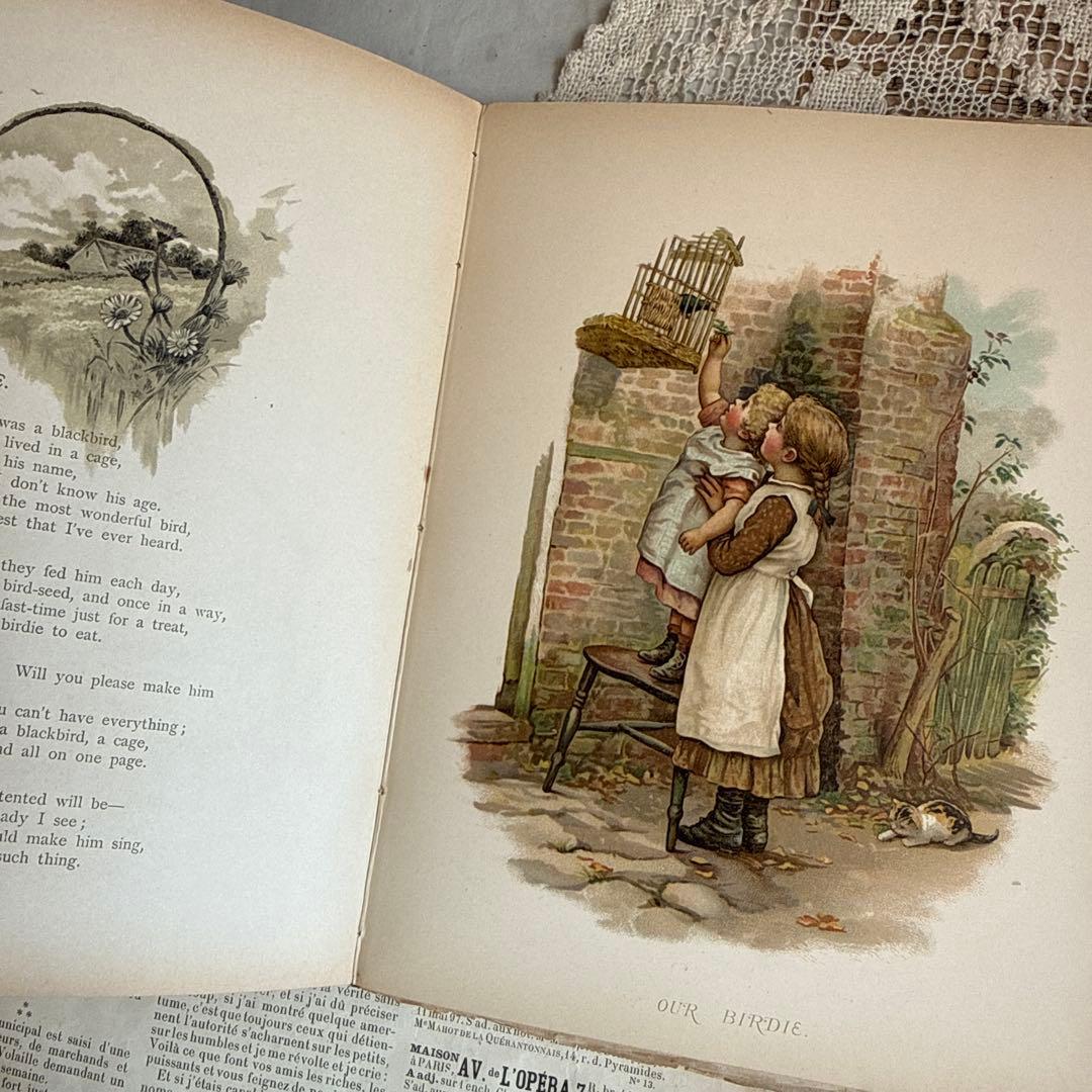 稀少1887年アンティーク美しいヴィクトリアン絵本　洋書ジャンクジャーナル古書