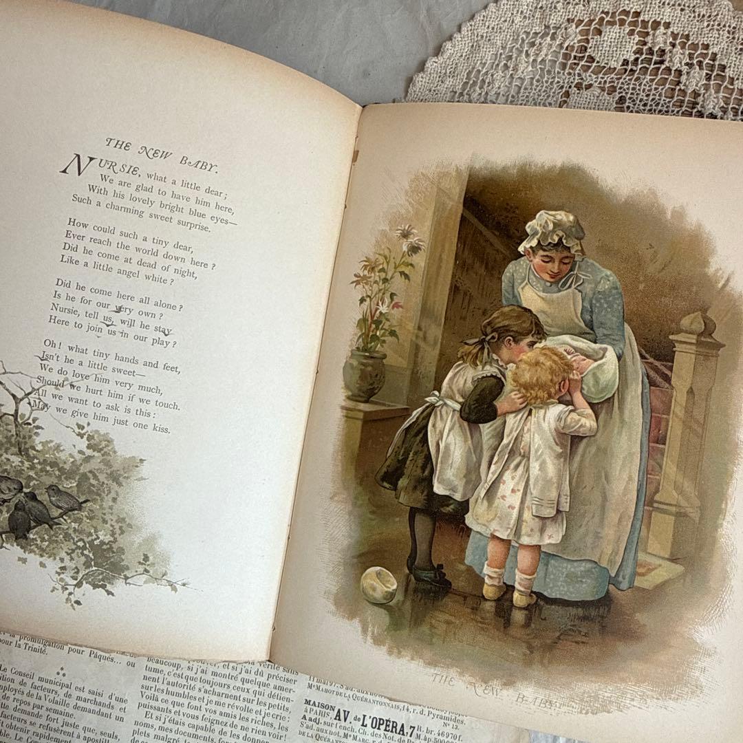 稀少1887年アンティーク美しいヴィクトリアン絵本　洋書ジャンクジャーナル古書