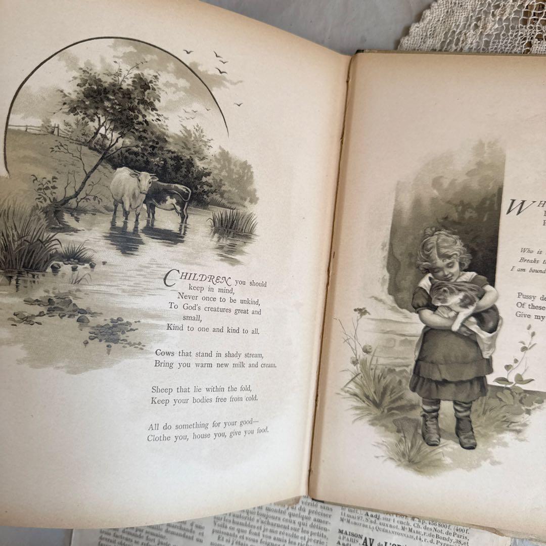 稀少1887年アンティーク美しいヴィクトリアン絵本　洋書ジャンクジャーナル古書