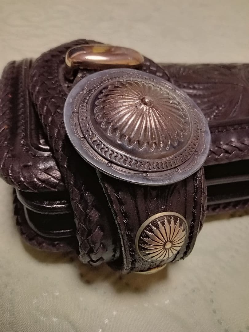 ★mamakin カービングウォレットカスタム革レザー/革フック＆ループコンチョ