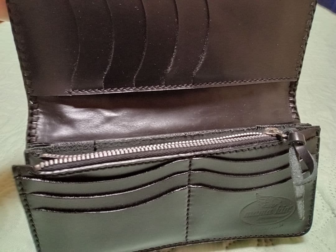 ★mamakin カービングウォレットカスタム革レザー/革フック＆ループコンチョ