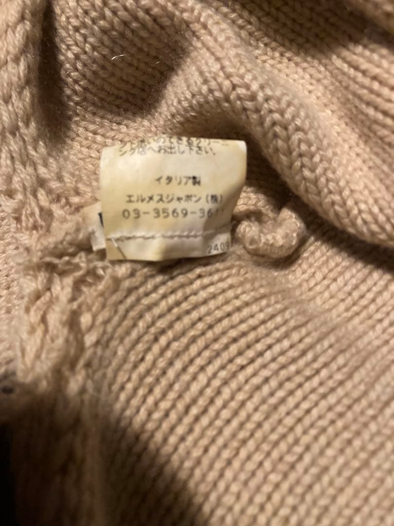 HERMES ベージュ ウール マフラー
