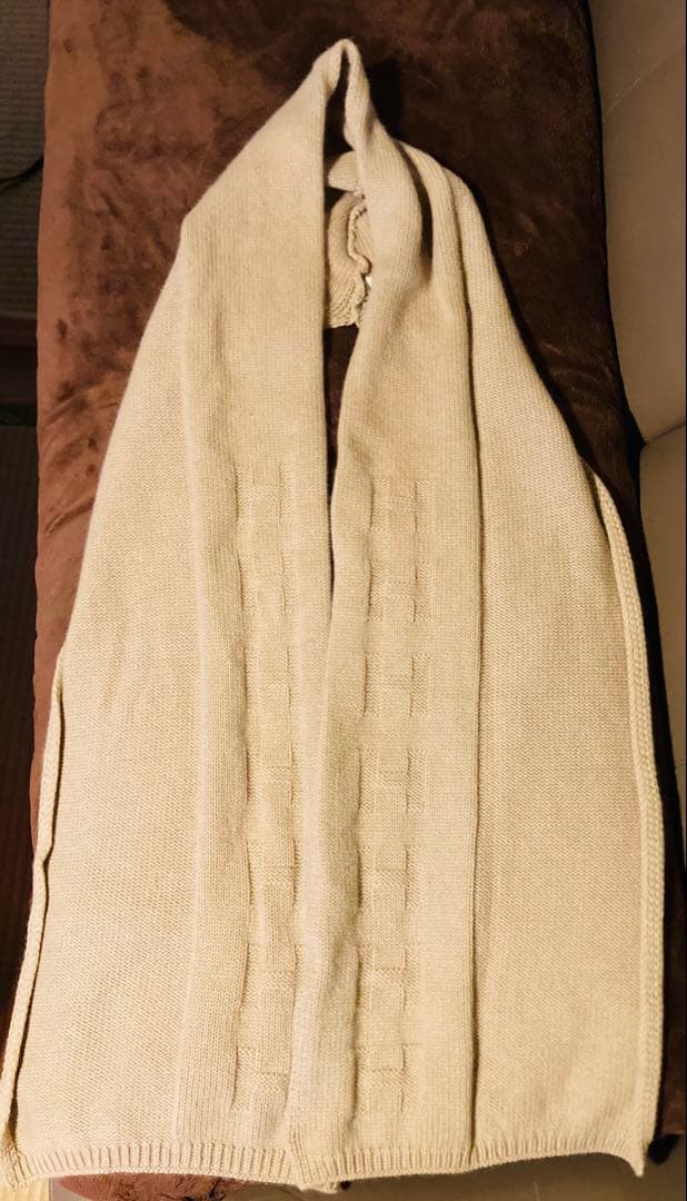 HERMES ベージュ ウール マフラー