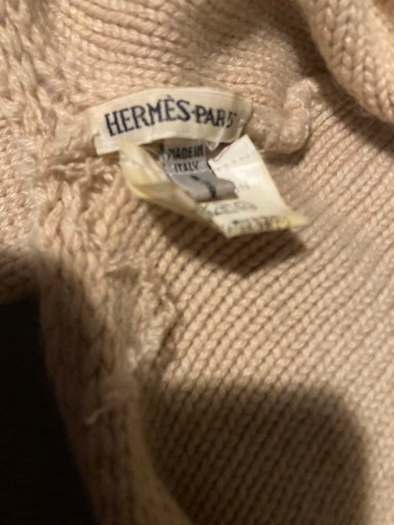 HERMES ベージュ ウール マフラー