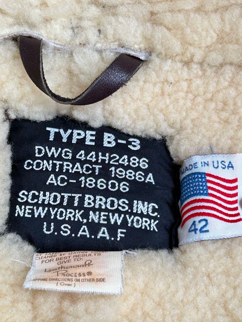 schott B-3 ムートン ボア レザー ジャケット フライトジャケット