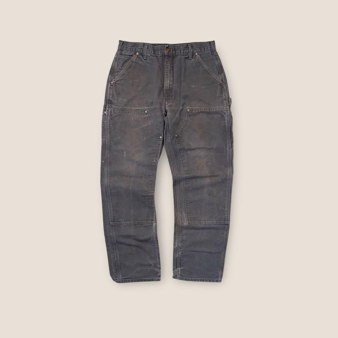 90’s USA製 Carhartt ダブルニーパンツ シルバーグレー w34