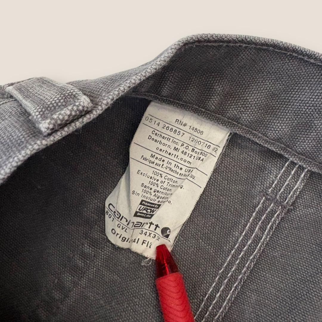 90’s USA製 Carhartt ダブルニーパンツ シルバーグレー w34