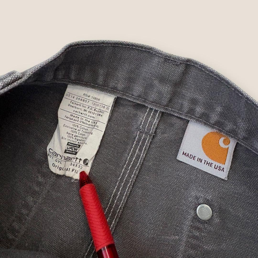90’s USA製 Carhartt ダブルニーパンツ シルバーグレー w34