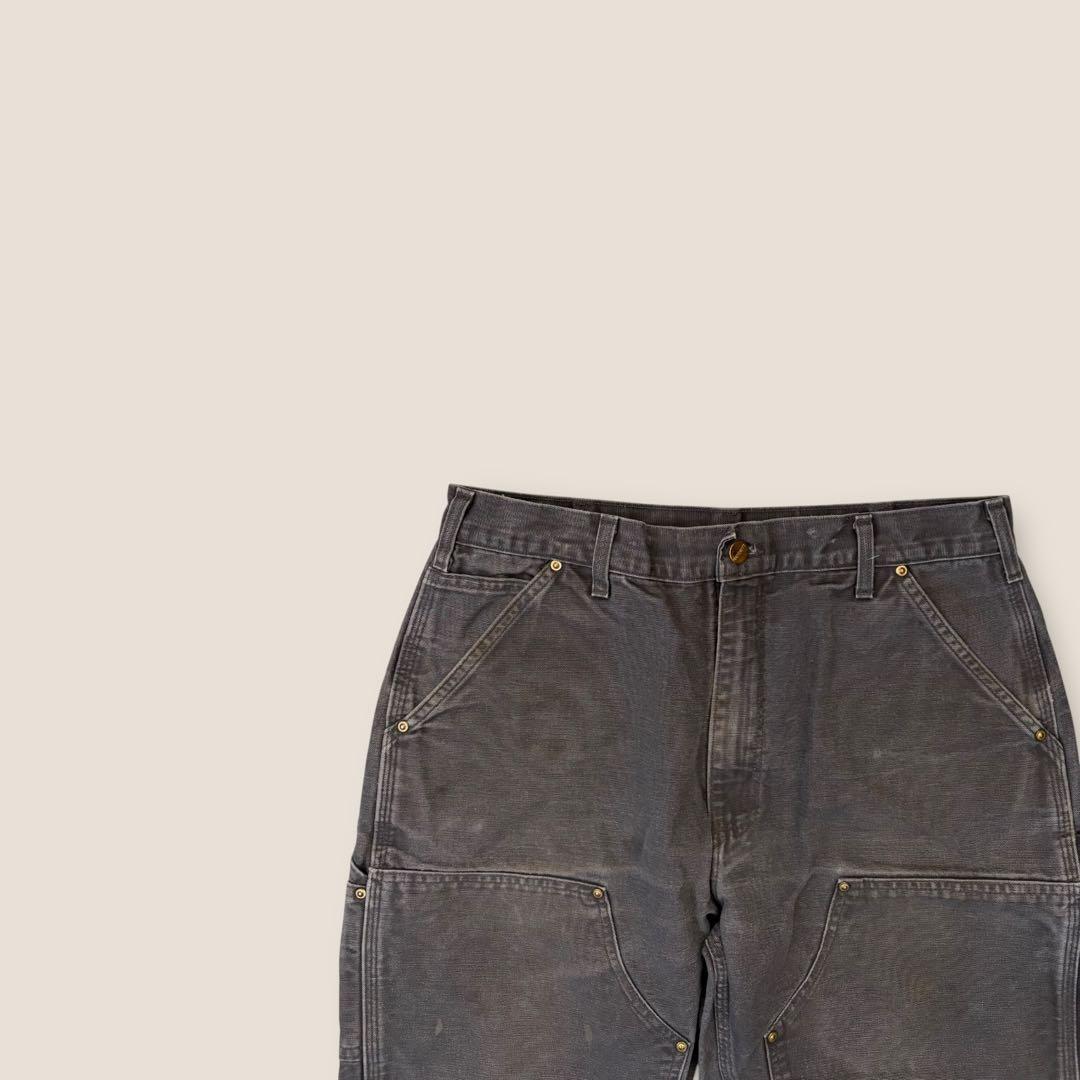 90’s USA製 Carhartt ダブルニーパンツ シルバーグレー w34