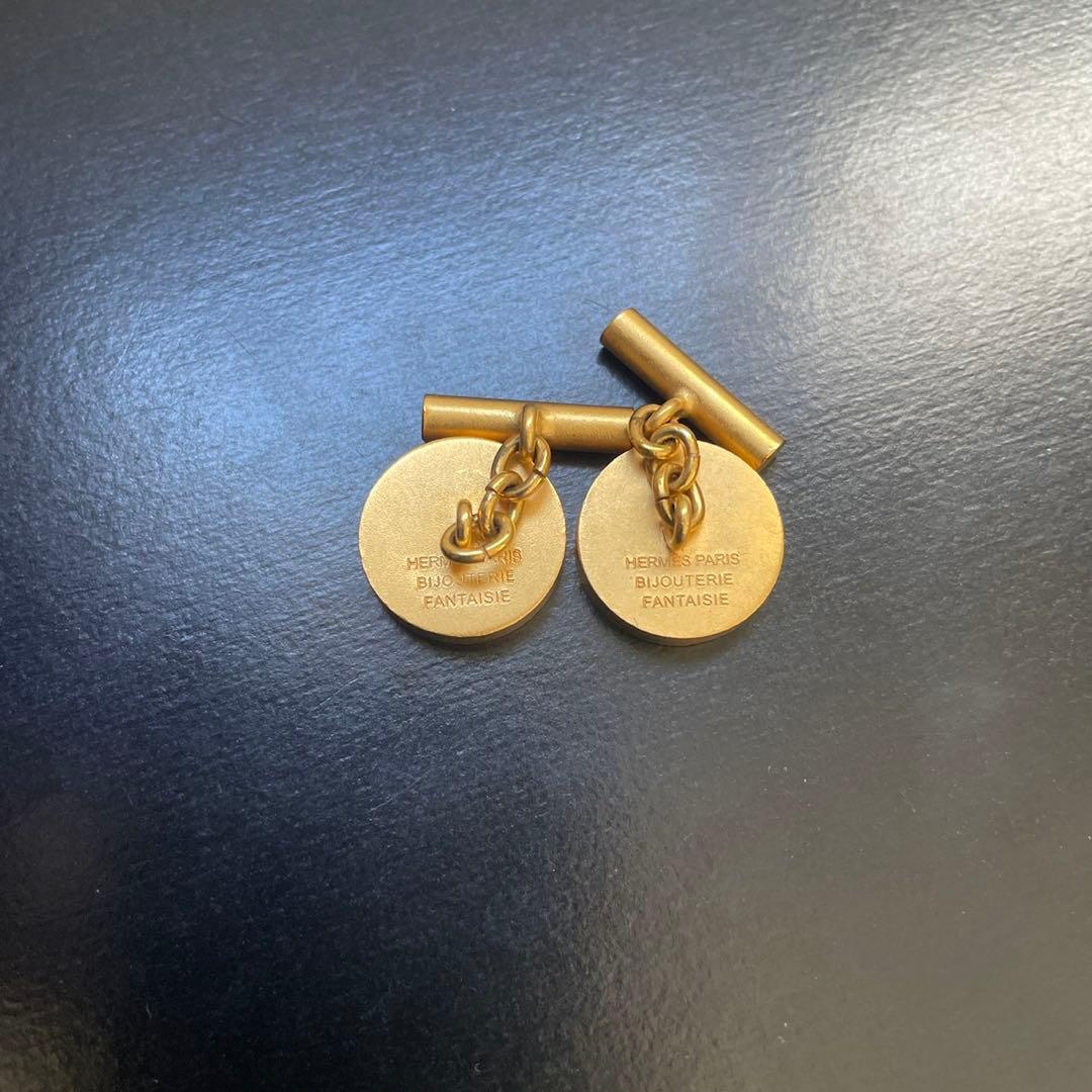 HERMES エルメス　セリエカフスボタン　ゴールド/ブラックシェル　美品①
