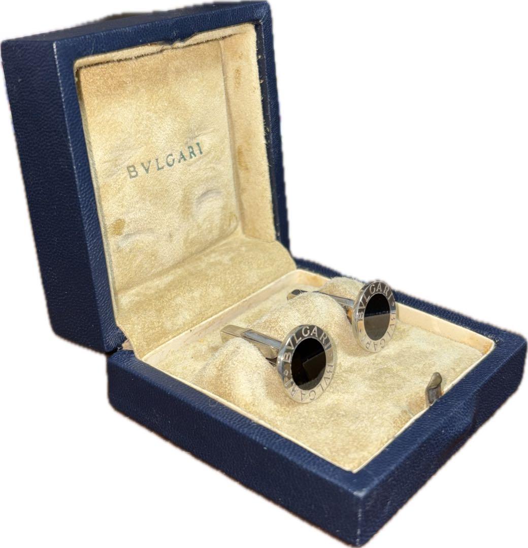BVLGARI ブラック カフリンクス 専用ケース付き