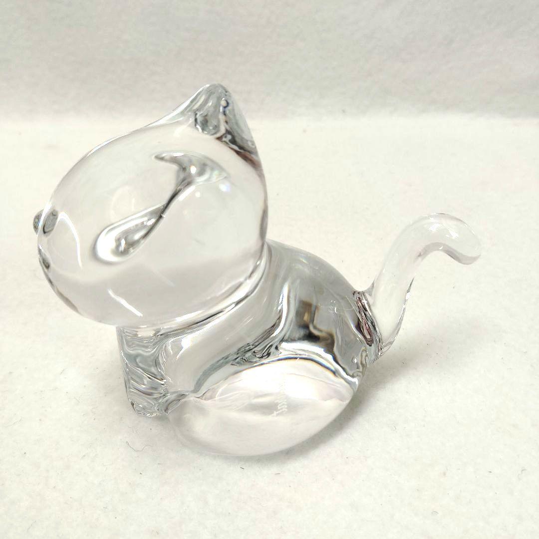 【T】Baccarat クリスタル 猫の置物